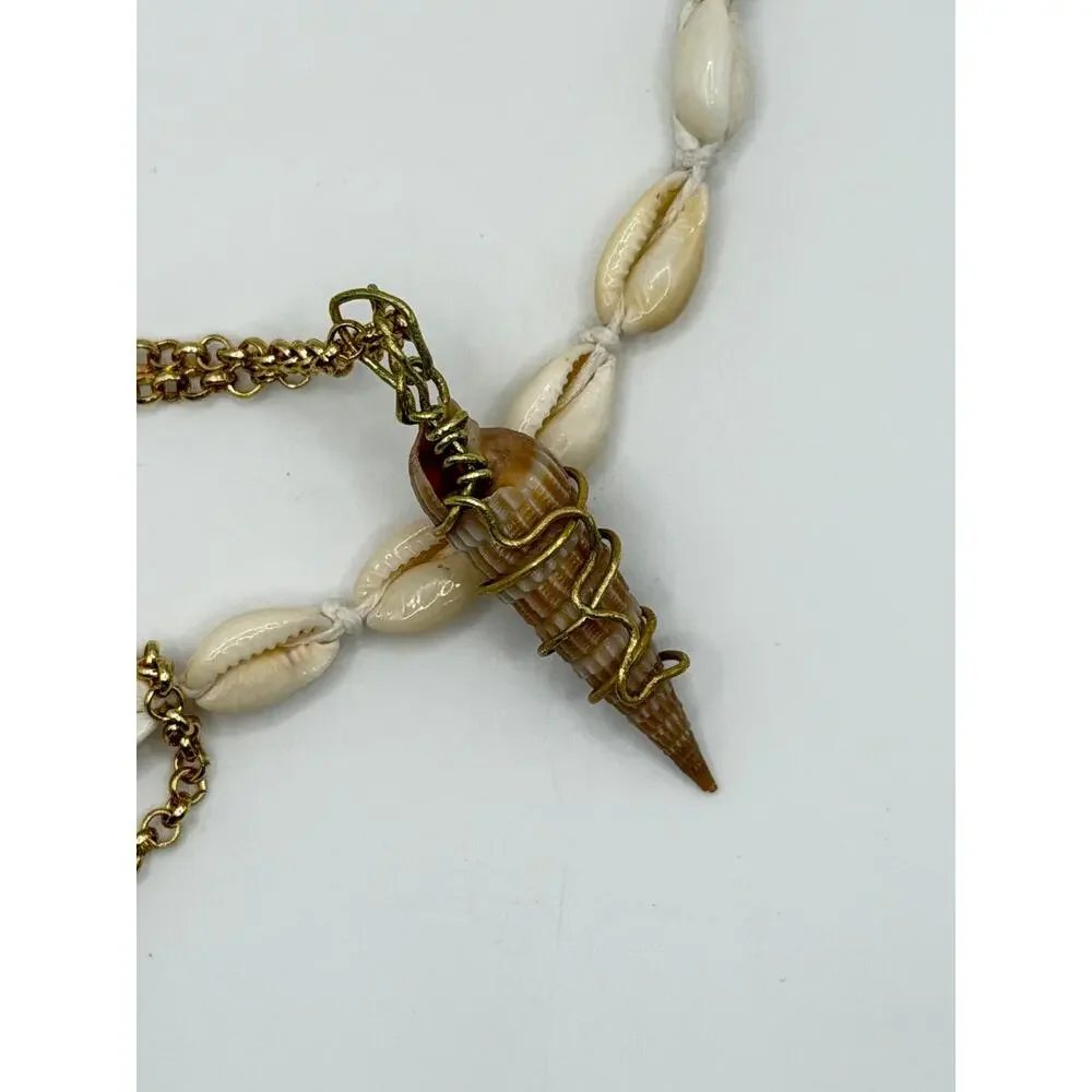 Coastal Cowrie Shell & Wire Wrapped Shell Layered Necklace